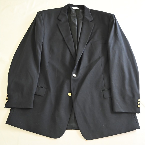 Joseph Feiss 54L 54 Tall Navy Blue Gold Button Blazer Sport Coat Jacket